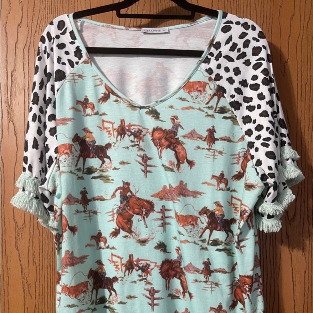 Cellabie Western Rodeo Top *SUPER CUTE* 2X